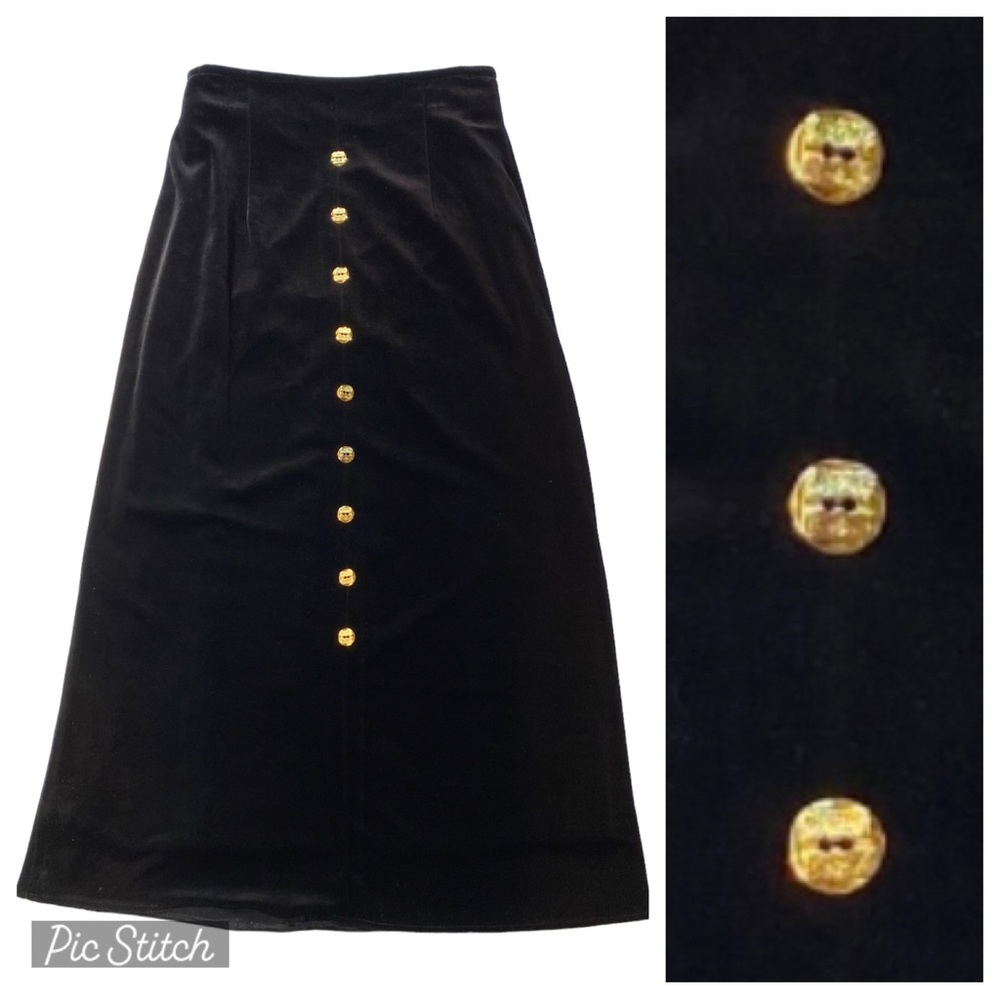 Ouwey Super Select Long Maxi Skirt Black Velvet Floor Length 2 (XS/S) Ch…